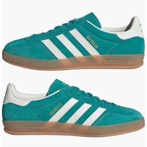 Adidas Gazelle Teal and White Sneakers